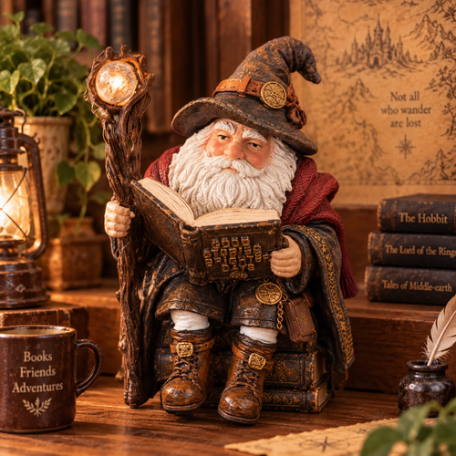 🧙‍♂️ The Wandering Scholar Gnome – Enchanted Reading Wizard Figurine