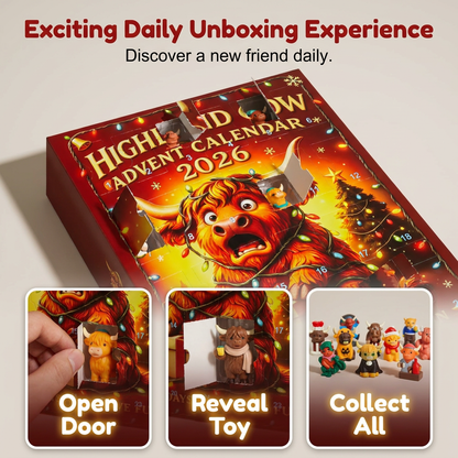 🎄 24 Days of Highland Cow Christmas Advent Calendar 2026 | 24 unique 3D cow figurines