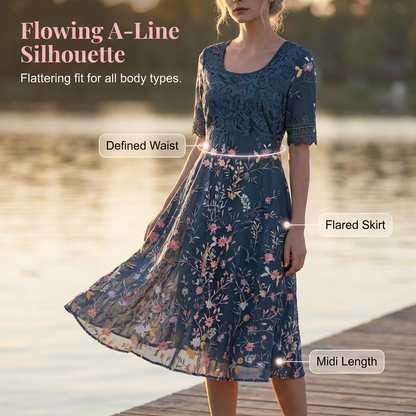 Lace Floral Patchwork A-Line Dress