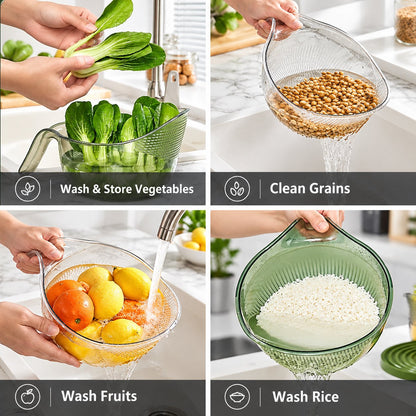 Easy-Pour Rice Washer & Multi-Food Strainer Bowl