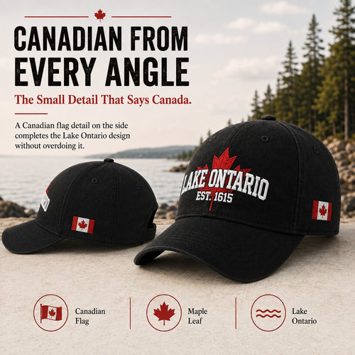 🍁Lake Ontario Forever – Heritage Embroidered Cap (🧢100% Cotton)