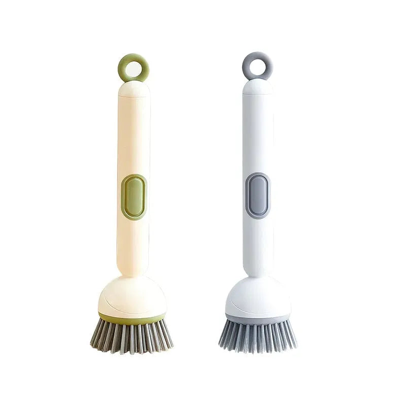 6-in-1 Dish Brush with Detergent Dispenser 360° Rotating Scrubber