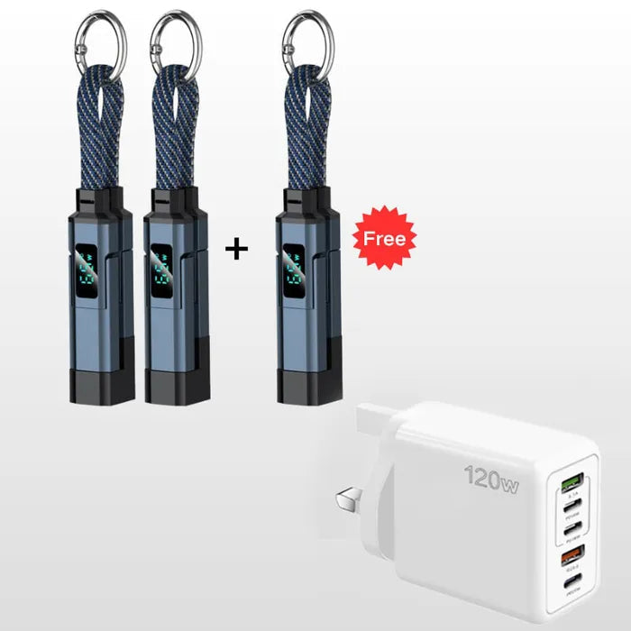 4-in-1 Digital Display Keychain Charging Cable🔋📱