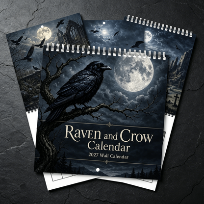 🐦‍⬛Raven & Crow 2027 Wall Calendar — 12 Months of Moonlit Gothic Art🖤