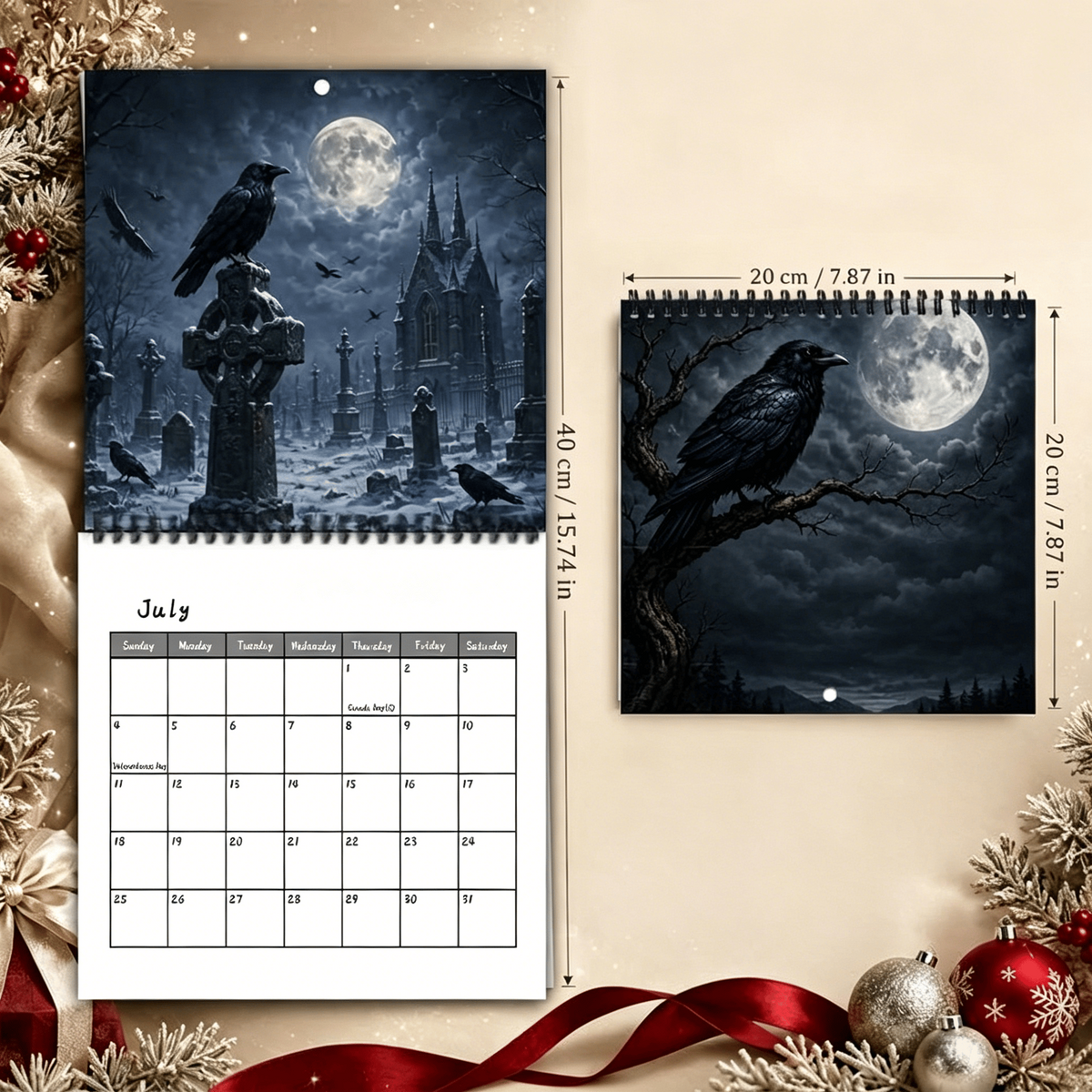 🐦‍⬛Raven & Crow 2027 Wall Calendar — 12 Months of Moonlit Gothic Art🖤
