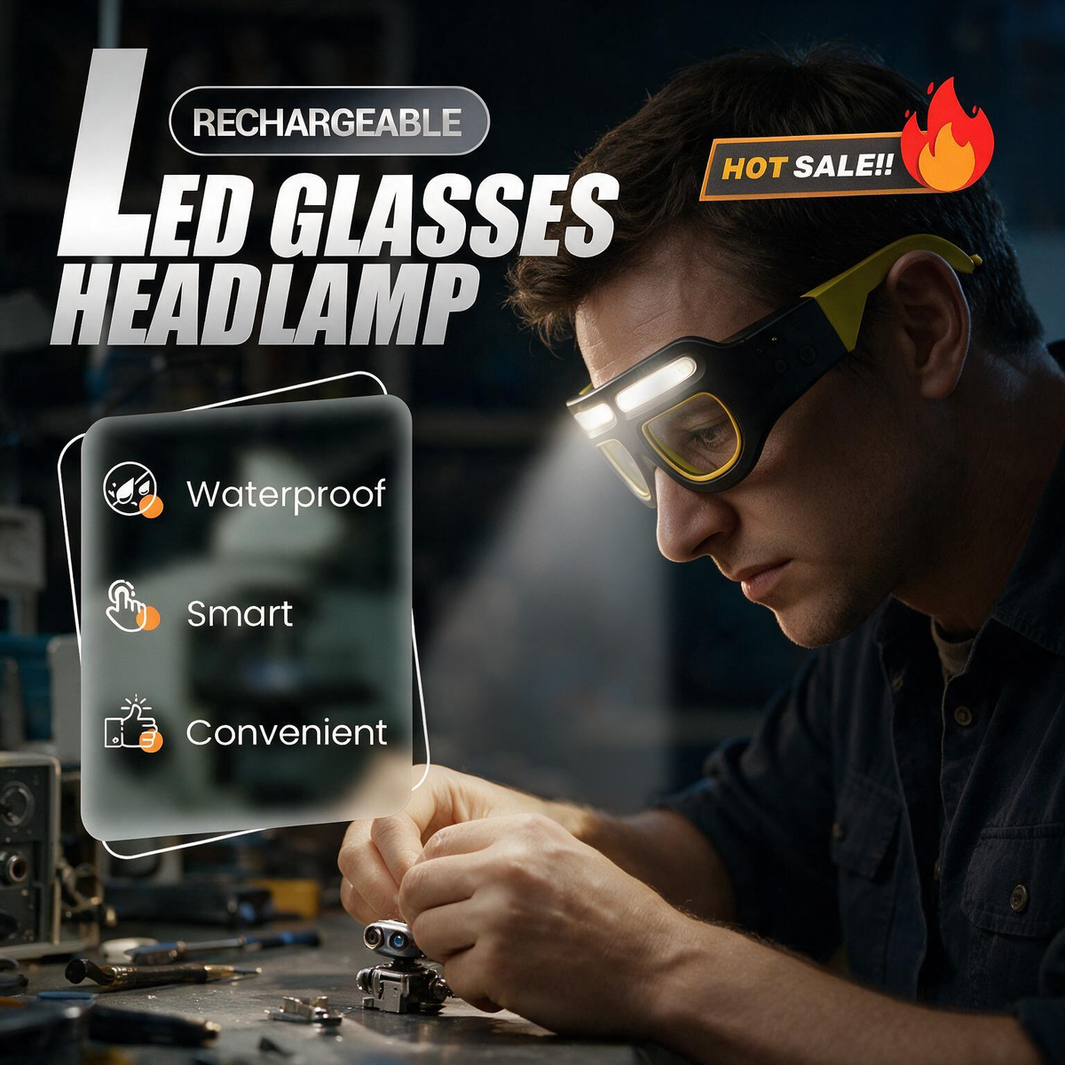 Rechargeable LED Headlamp Glasses