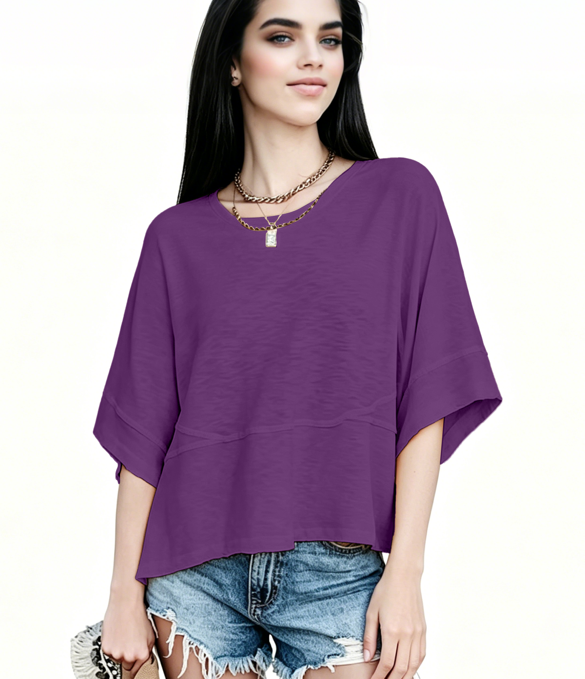 New Arrivals! ☀️ Women's Summer Casual Crewneck Batwing Top – Loose Fit, Cute & Breezy 🌸