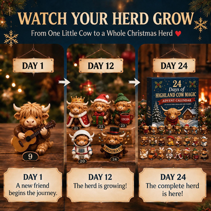 24-Day Highland Cow Advent Calendar | Collectible Christmas Countdown Gift Box