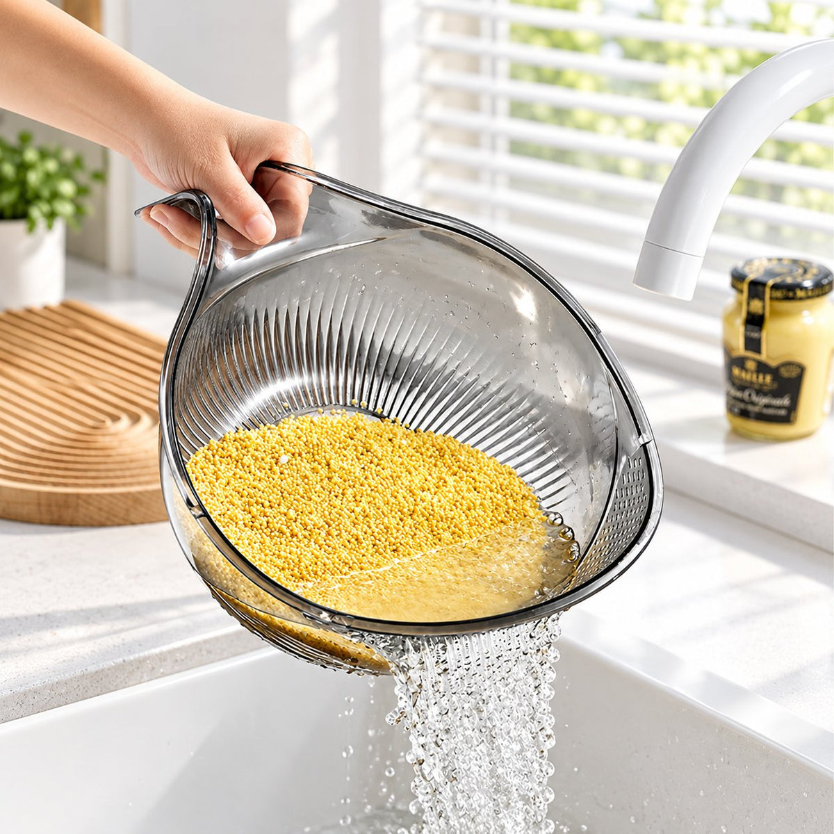 Easy-Pour Rice Washer & Multi-Food Strainer Bowl