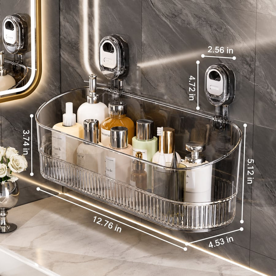 No Drilling Bathroom Suction Storage Box