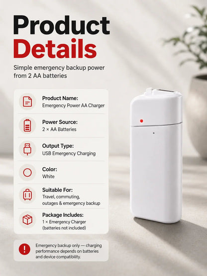 🔋 Emergency Phone Charger – AA Battery Powered USB Backup with LED Flashlight