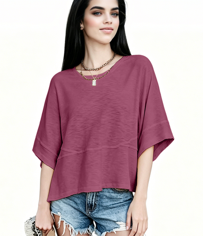 New Arrivals! ☀️ Women's Summer Casual Crewneck Batwing Top – Loose Fit, Cute & Breezy 🌸