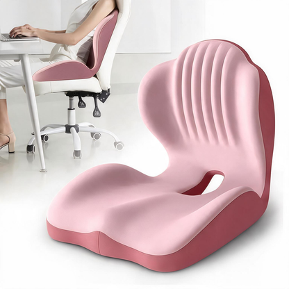 Ergonomic Memory Foam Seat Cushion with Lumbar & Back Support, Relieves Back Pain, Reduces Pressure