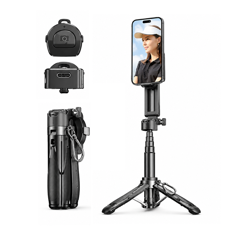 📸Magnetic Selfie Stick Tripod – 360° Rotation Stand, Bluetooth Remote & Universal MagSafe Phone Mount for Travel & Vlogging