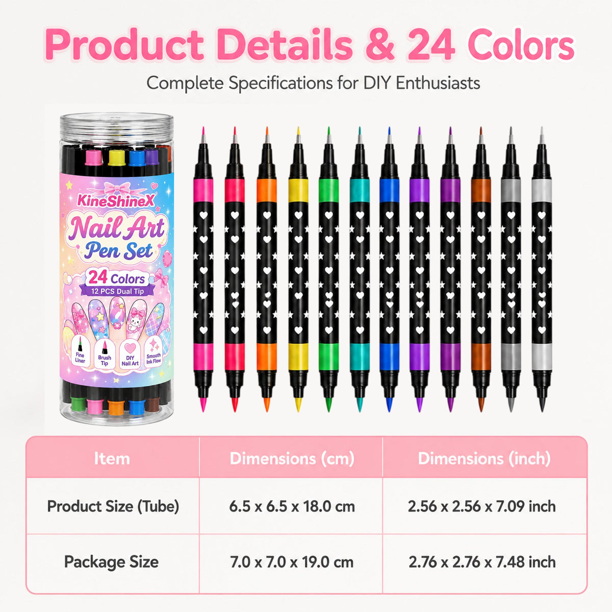 🎉Over 35k+ Sold!💅🎨24‑Colors Dual‑Ended Nail Art Pens‑DIY Manicure Drawing Set🎁