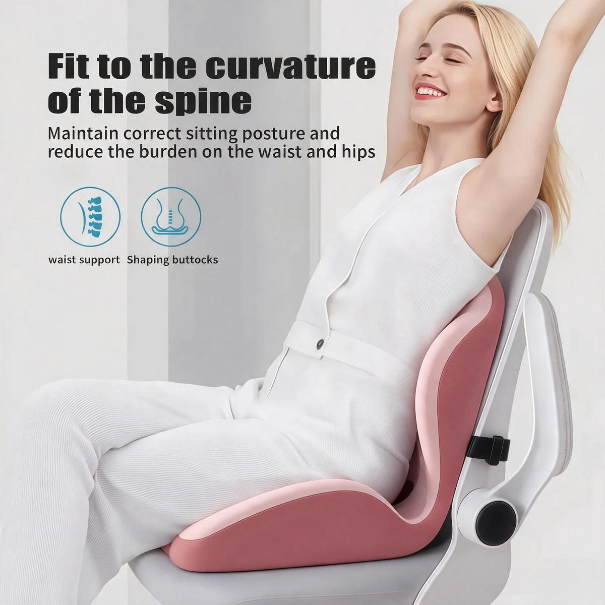 Ergonomic Memory Foam Seat Cushion with Lumbar & Back Support, Relieves Back Pain, Reduces Pressure