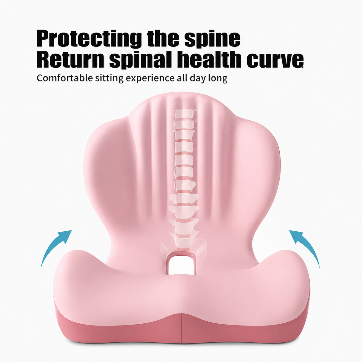 Ergonomic Memory Foam Seat Cushion with Lumbar & Back Support, Relieves Back Pain, Reduces Pressure