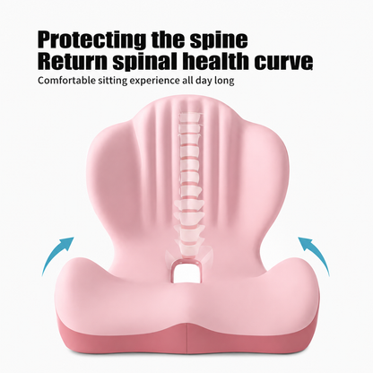 Ergonomic Memory Foam Seat Cushion with Lumbar & Back Support, Relieves Back Pain, Reduces Pressure