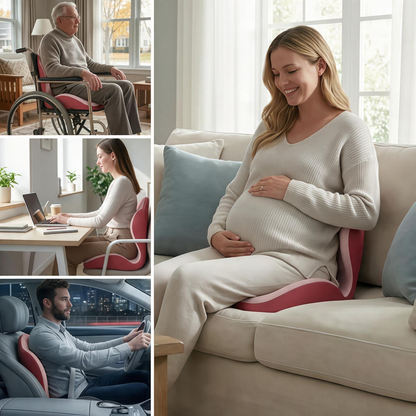 Ergonomic Memory Foam Seat Cushion with Lumbar & Back Support, Relieves Back Pain, Reduces Pressure