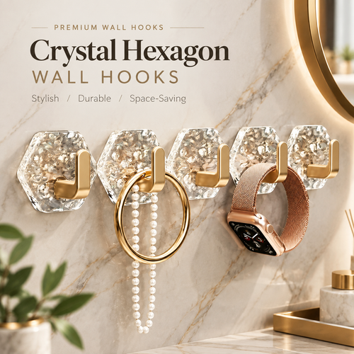 Self-Adhesive Hooks Hexagonal Ripple Design Heavy Duty Sticky Hooks