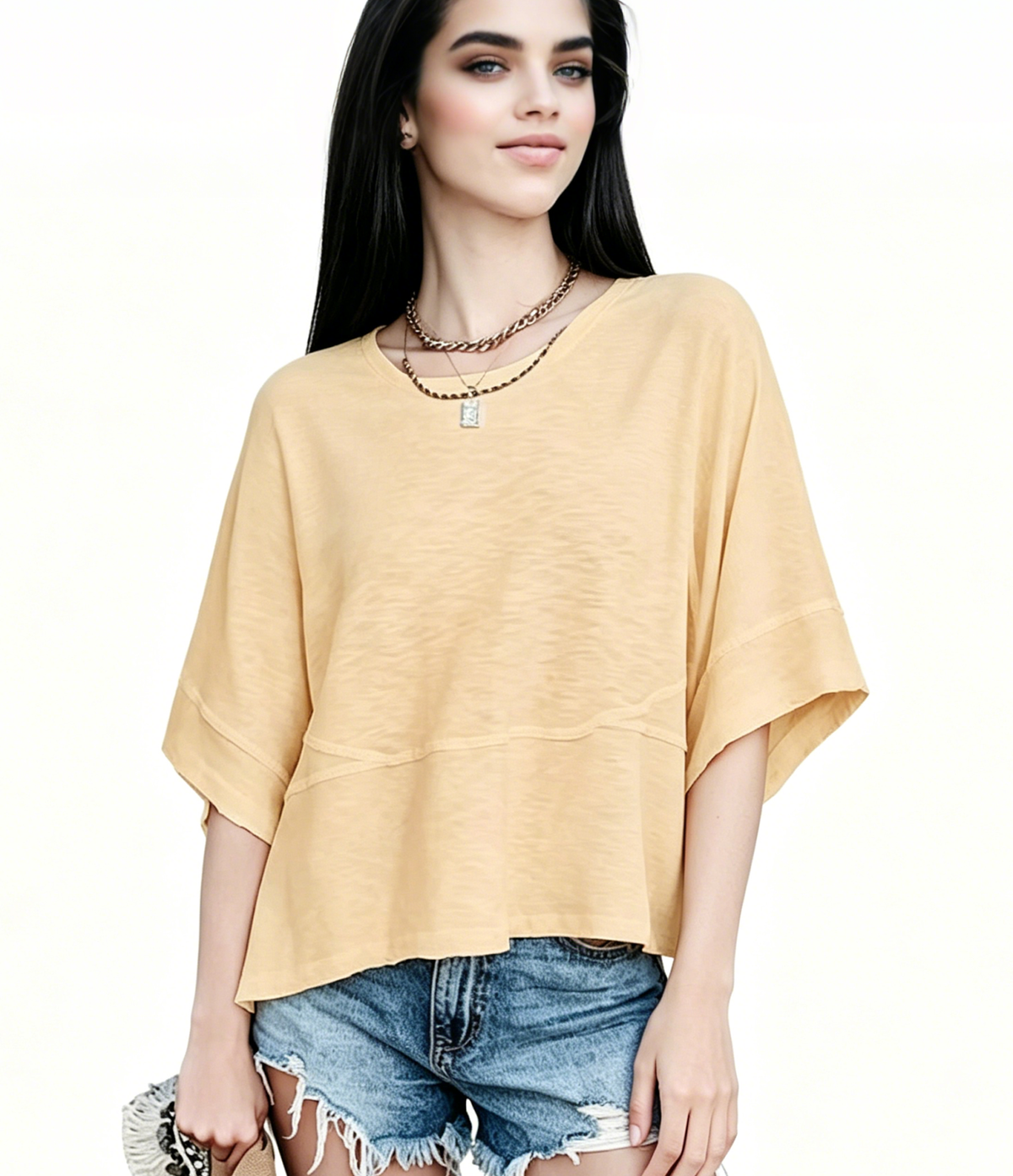 ☀️ Women's Summer Casual Crewneck Batwing Top – Loose Fit, Cute & Breezy 🌸