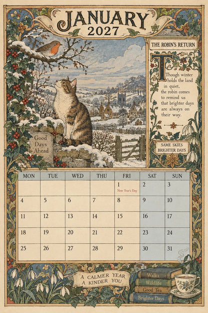 A Year in Britain 2027 – Vintage Storybook Wall Calendar