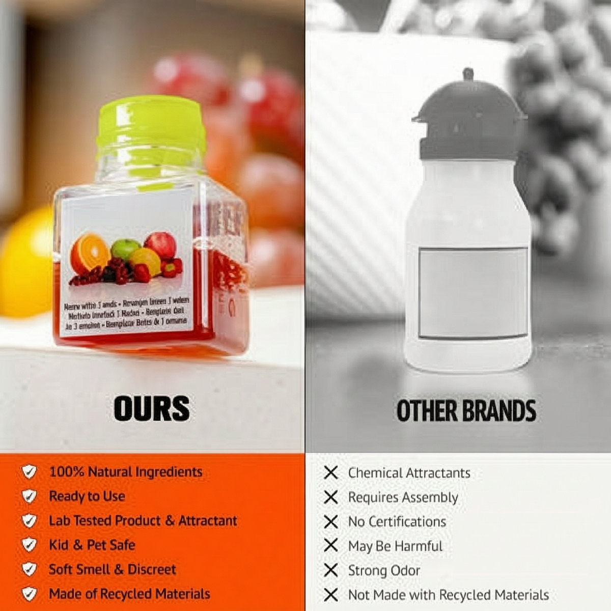 Ultra-Strong Fruit Fly Trap - User Friendly (Up to 3 Weeks per Bottle)