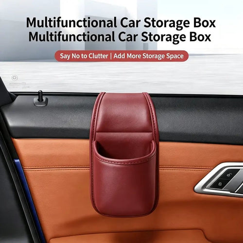 Leather Car Door Storage Pocket Double-Layer Organizer for Phones, Keys & Everyday Driving Essentials