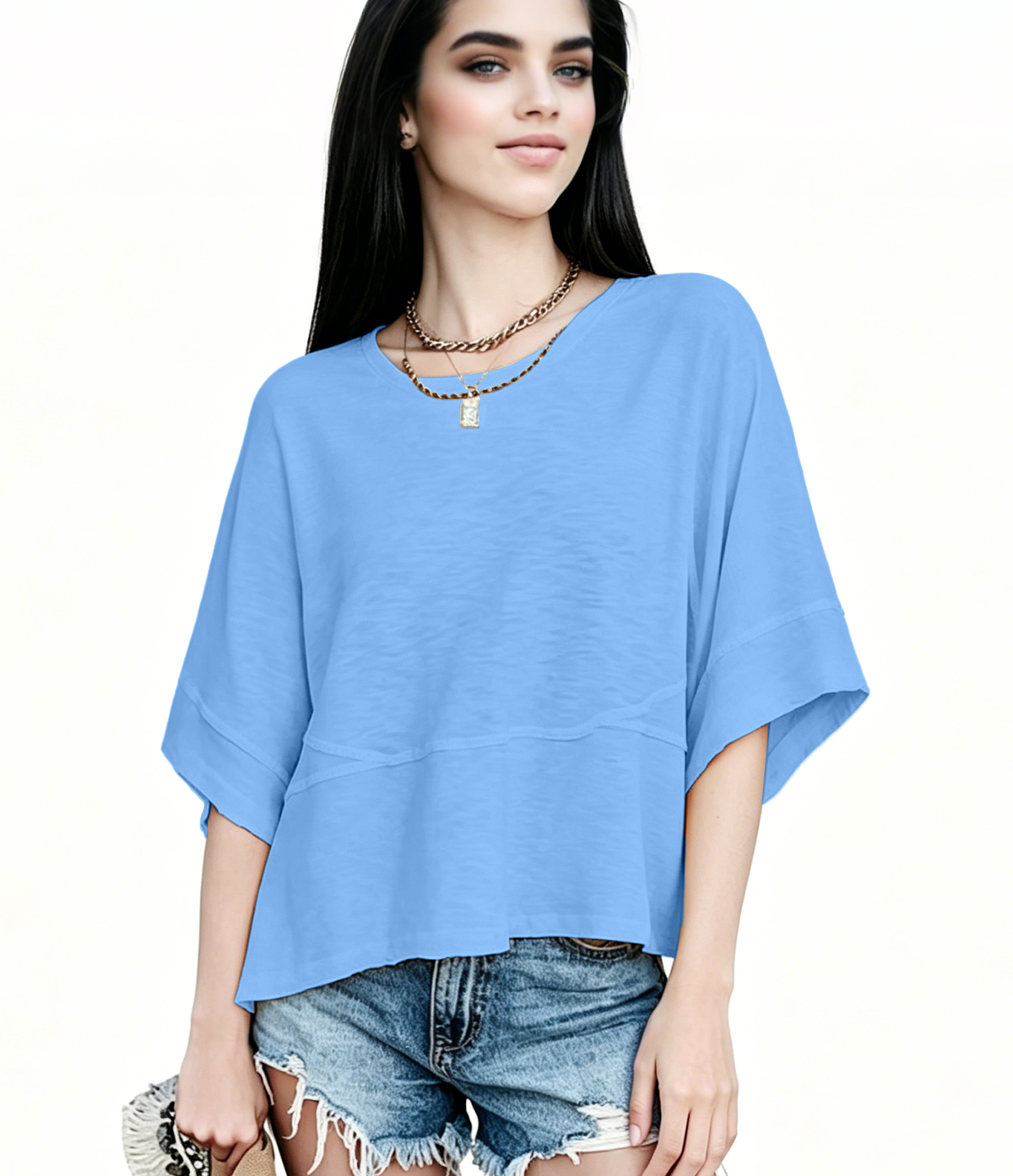 ☀️ Women's Summer Casual Crewneck Batwing Top – Loose Fit, Cute & Breezy 🌸