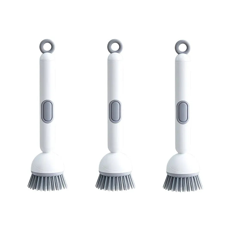 6-in-1 Dish Brush with Detergent Dispenser 360° Rotating Scrubber