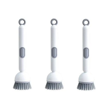 6-in-1 Dish Brush with Detergent Dispenser 360° Rotating Scrubber