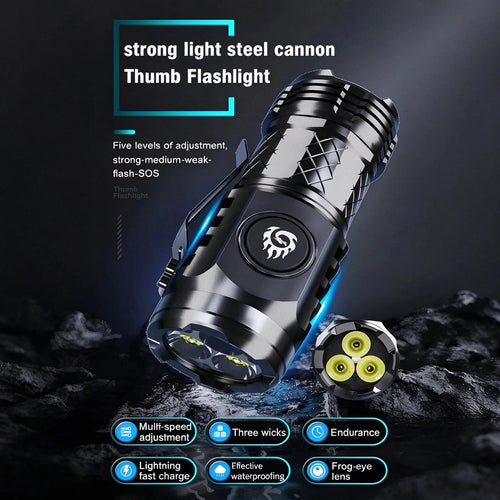 🔥 - Three-eyed Monster Mini Flash Super Power Flashlight