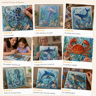 🌊✨ Ocean Theme Pearl Art DIY Kit – Relaxing DIY Craft to Create Stunning Coastal Artwork
