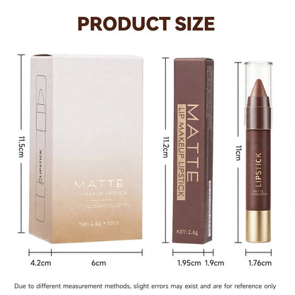 6pcs/set Long-lasting Matte Brown Lipstick