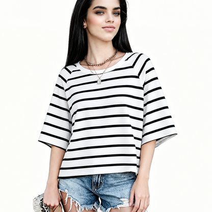 ☀️ Women's Summer Casual Crewneck Batwing Top – Loose Fit, Cute & Breezy 🌸