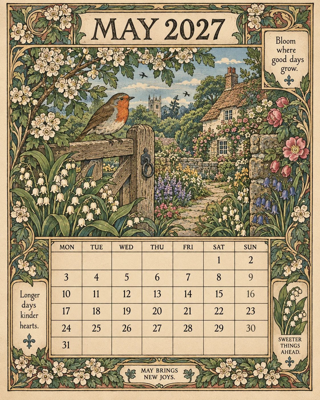 A Year in Britain 2027 – Vintage Storybook Wall Calendar