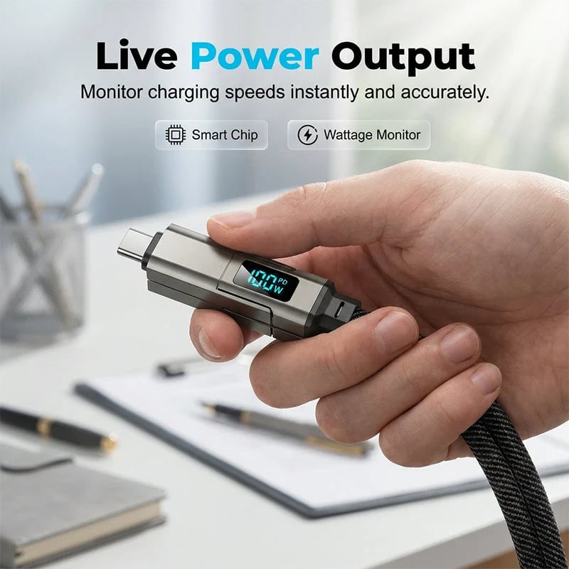4-in-1 Digital Display Keychain Charging Cable🔋📱