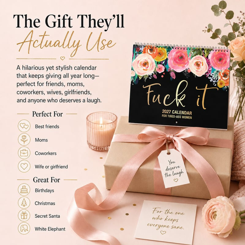 🌸🗓️ 2027 Funny Swear Word Wall Calendar – “F*ck It” Floral Calendar for Tired-Ass Women 😂✨