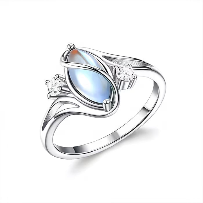 Oval Moonstone Geometric Ring