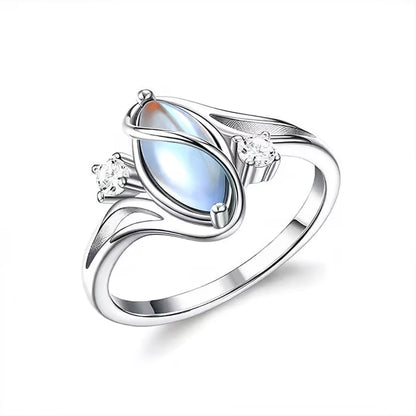Oval Moonstone Geometric Ring