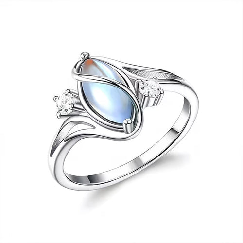 Oval Moonstone Geometric Ring