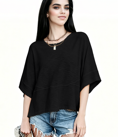 ☀️ Women's Summer Casual Crewneck Batwing Top – Loose Fit, Cute & Breezy 🌸