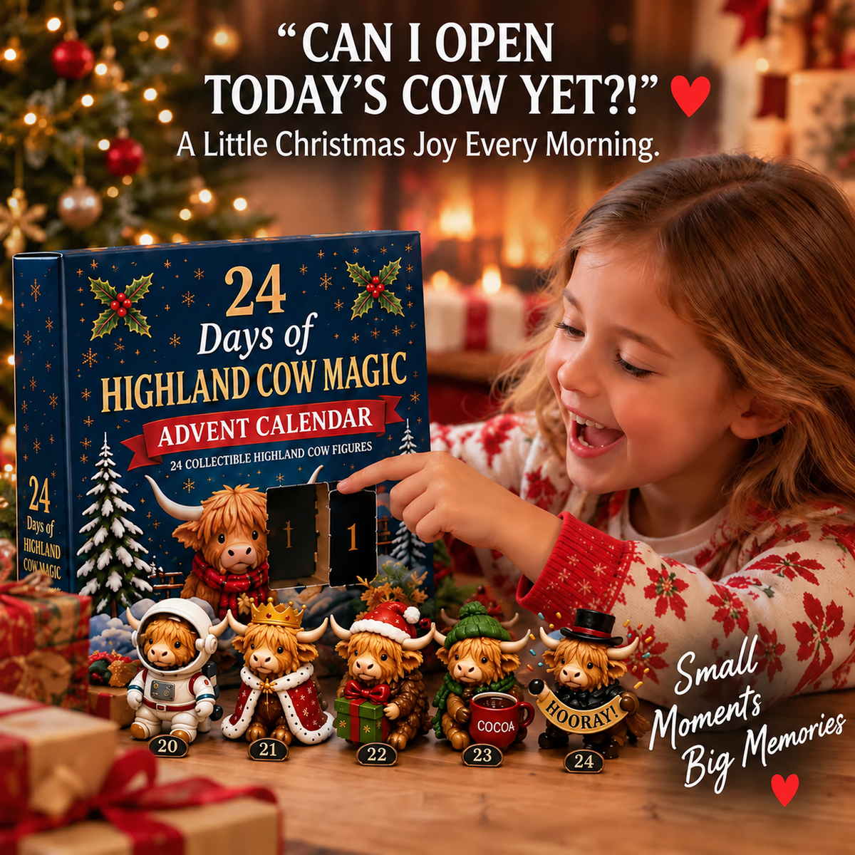 24-Day Highland Cow Advent Calendar | Collectible Christmas Countdown Gift Box