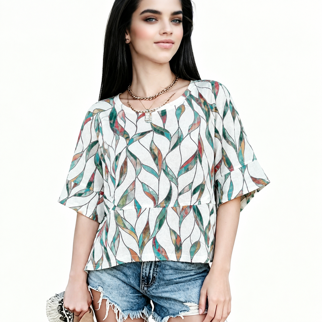 ☀️ Women's Summer Casual Crewneck Batwing Top – Loose Fit, Cute & Breezy 🌸