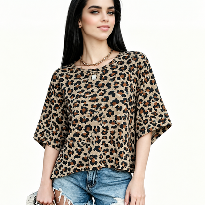 ☀️ Women's Summer Casual Crewneck Batwing Top – Loose Fit, Cute & Breezy 🌸