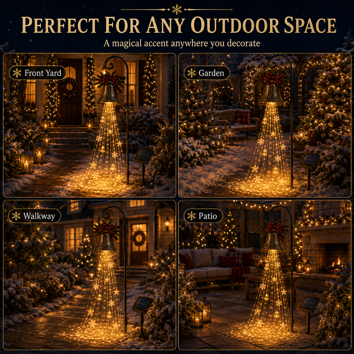 🎄🔔Christmas Bell Cascade Solar Yard Light✨