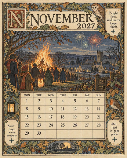 A Year in Britain 2027 – Vintage Storybook Wall Calendar