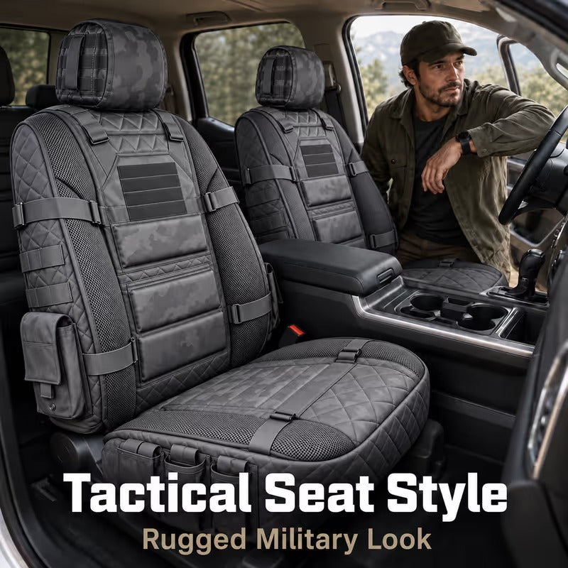 🎖️ Military‑Style Auto Seat Protectors｜Universal Fit Heavy‑Duty Cushion For Long‑Drive Vehicle Owners