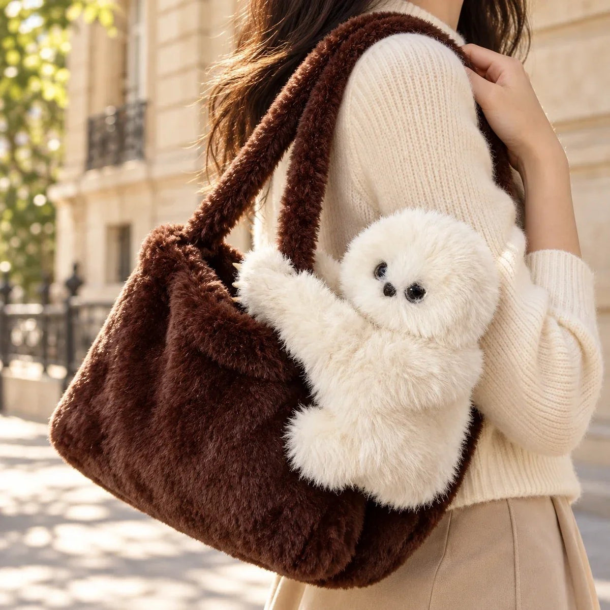 ✨Interactive Plush Bag Charm – Cute Motion-Sensing Companion with Moving Head, Your bags new best friend.💕