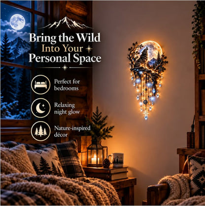 🐺🌕 Howling Wolf Moon Meteor Wall Lamp – Bring the Wilderness Home (2D)